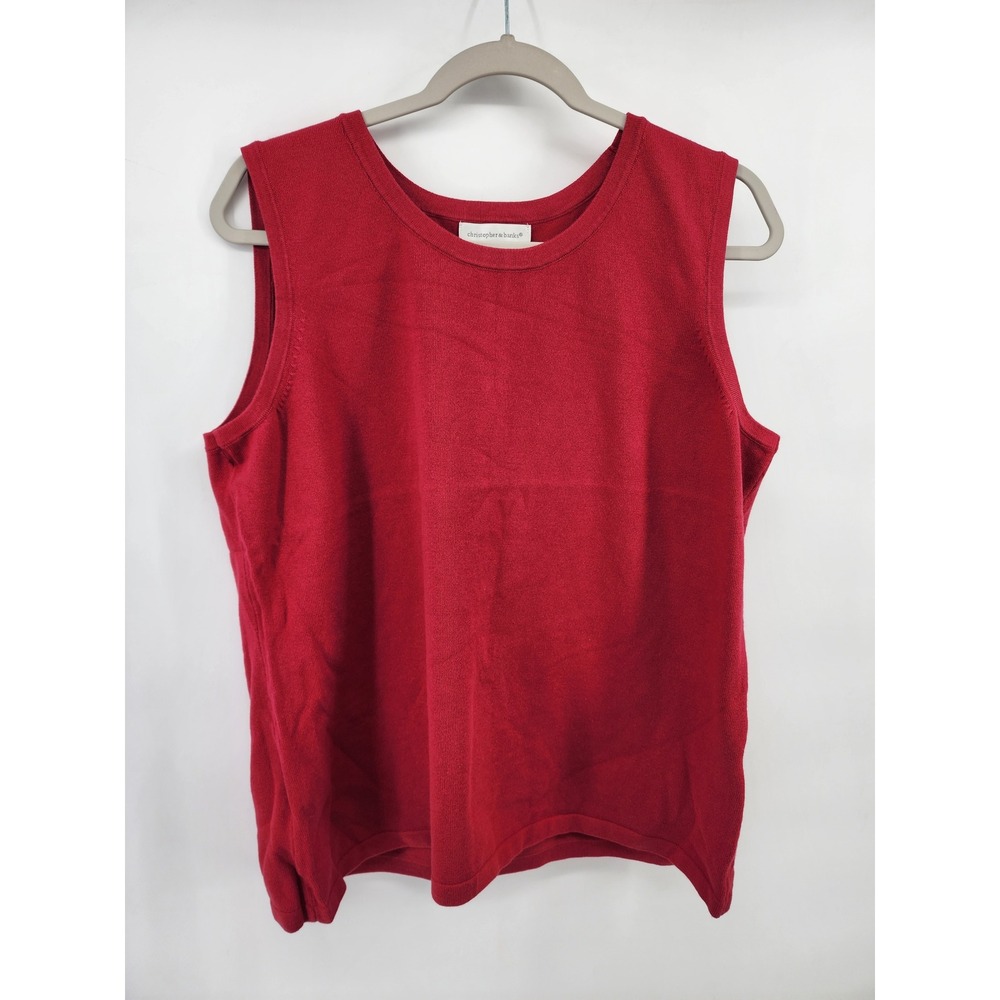 Christopher & Banks Womens‎ XL Red Sleeveless Knit Sweater Vest Shell Top